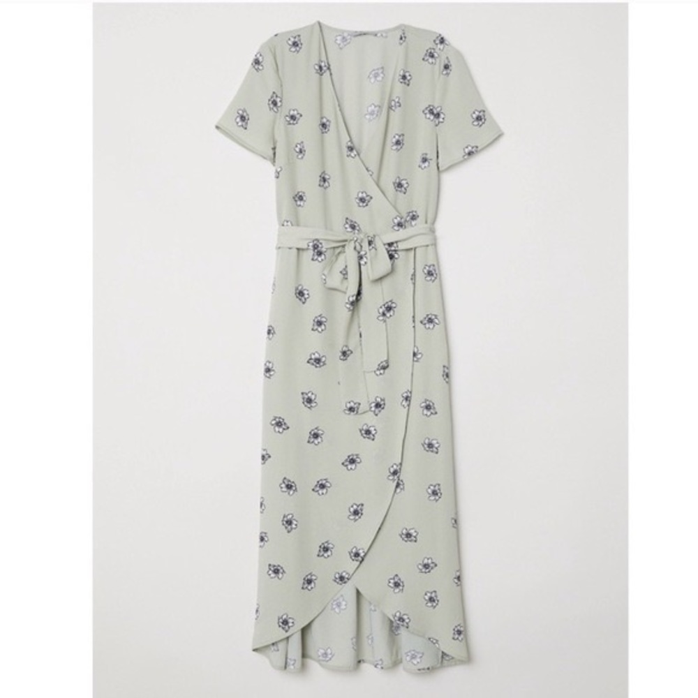 Mint floral wrap dress